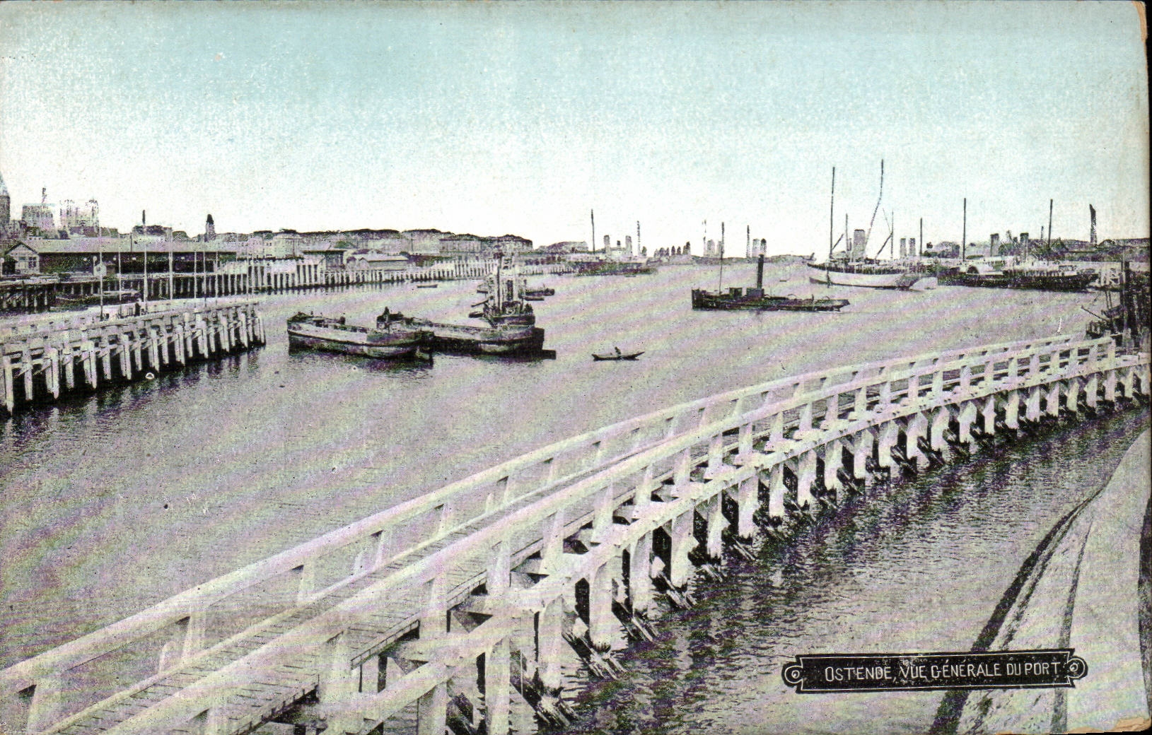 CPA Belgium Ostend View of the port