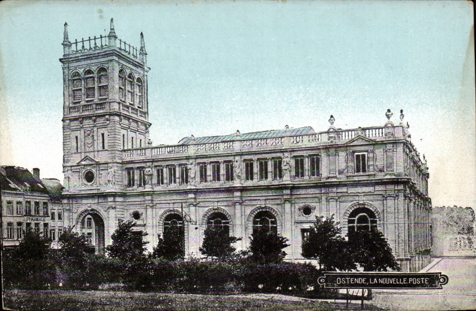 CPA Belgium Ostend the new post office