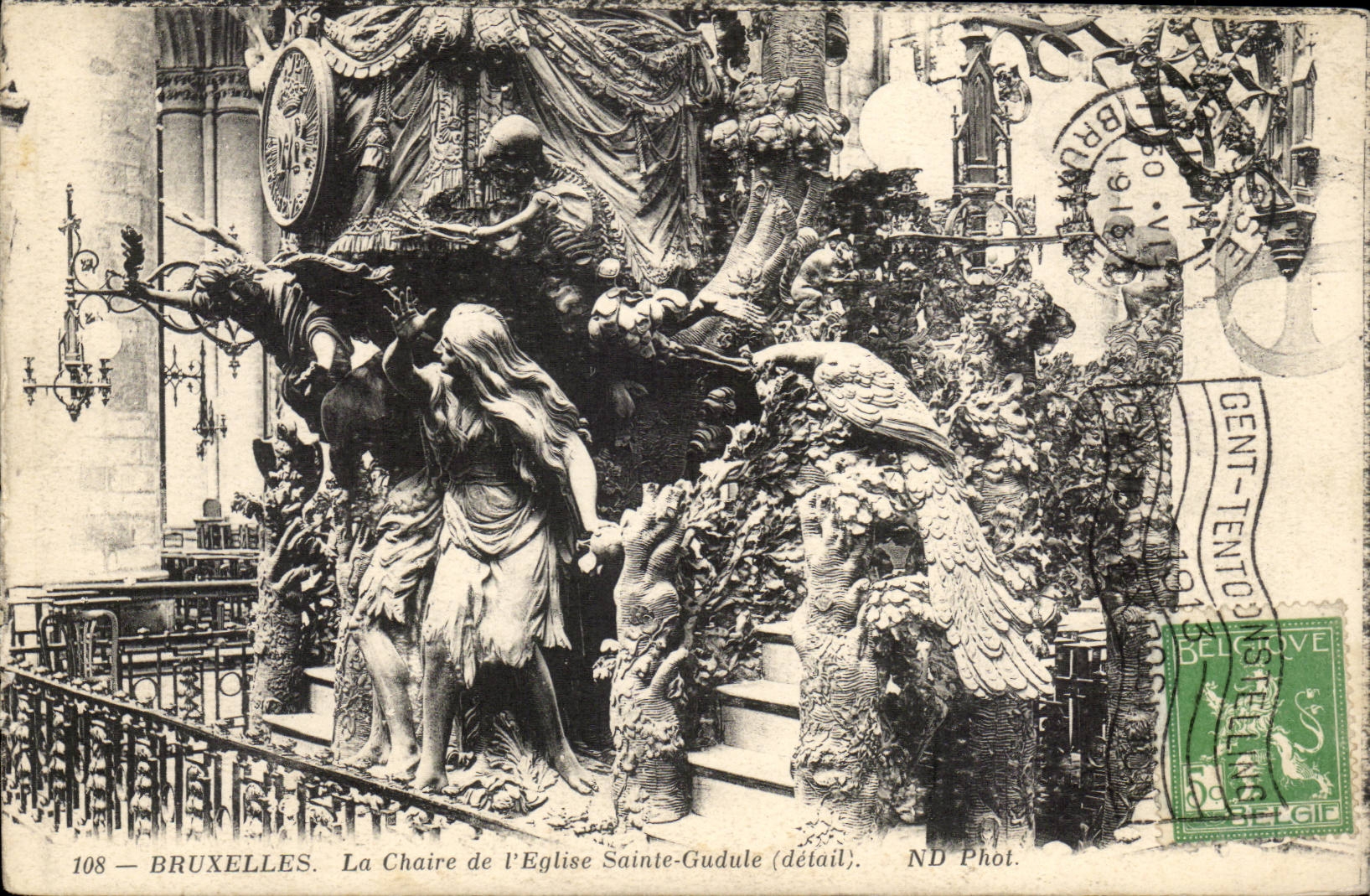 CPA Belgium Brussels the pulpit of the church Sainte Gudule (detail)