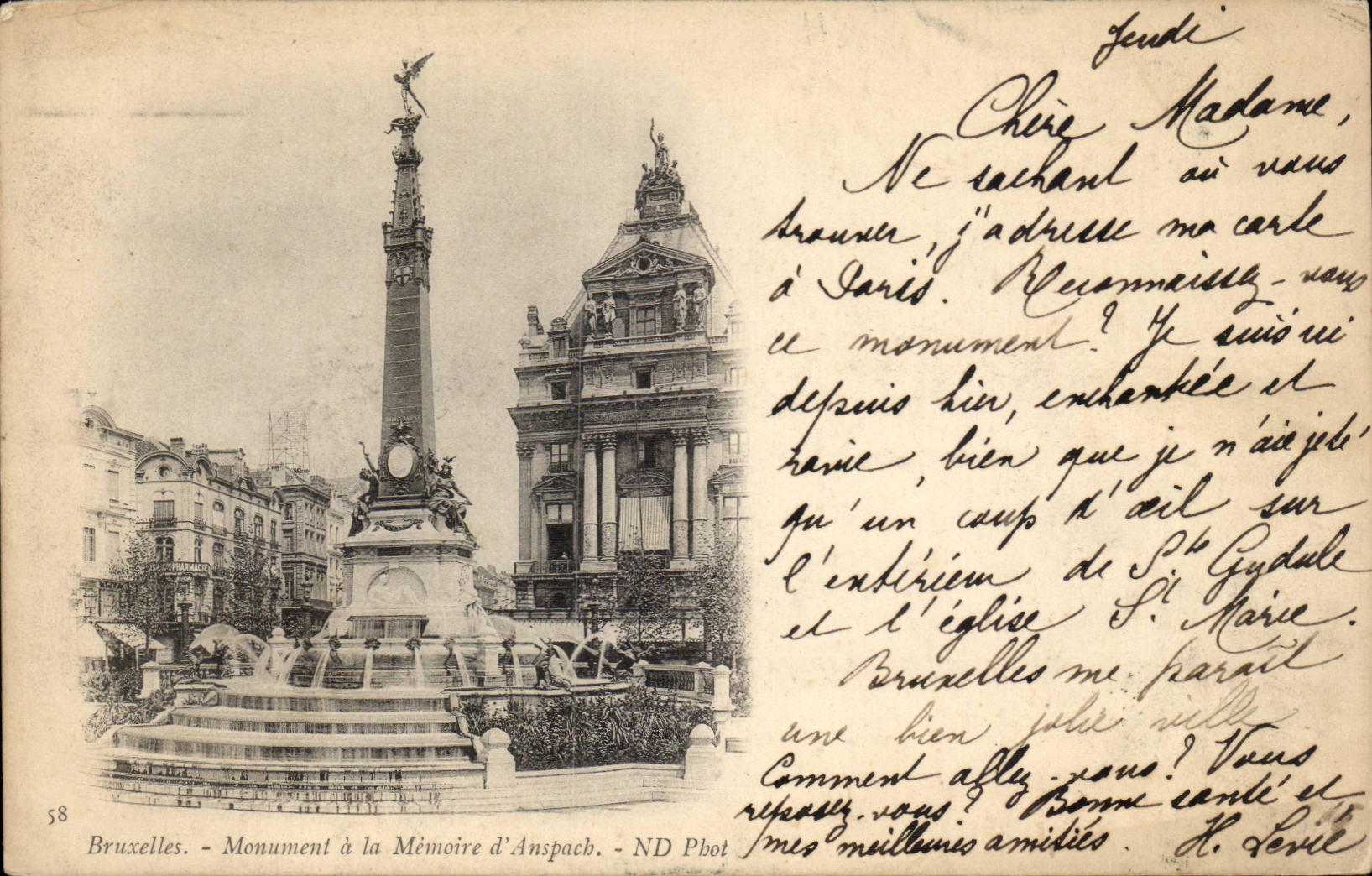 CPA Belgium Brussels Monument with the memory of Anspach