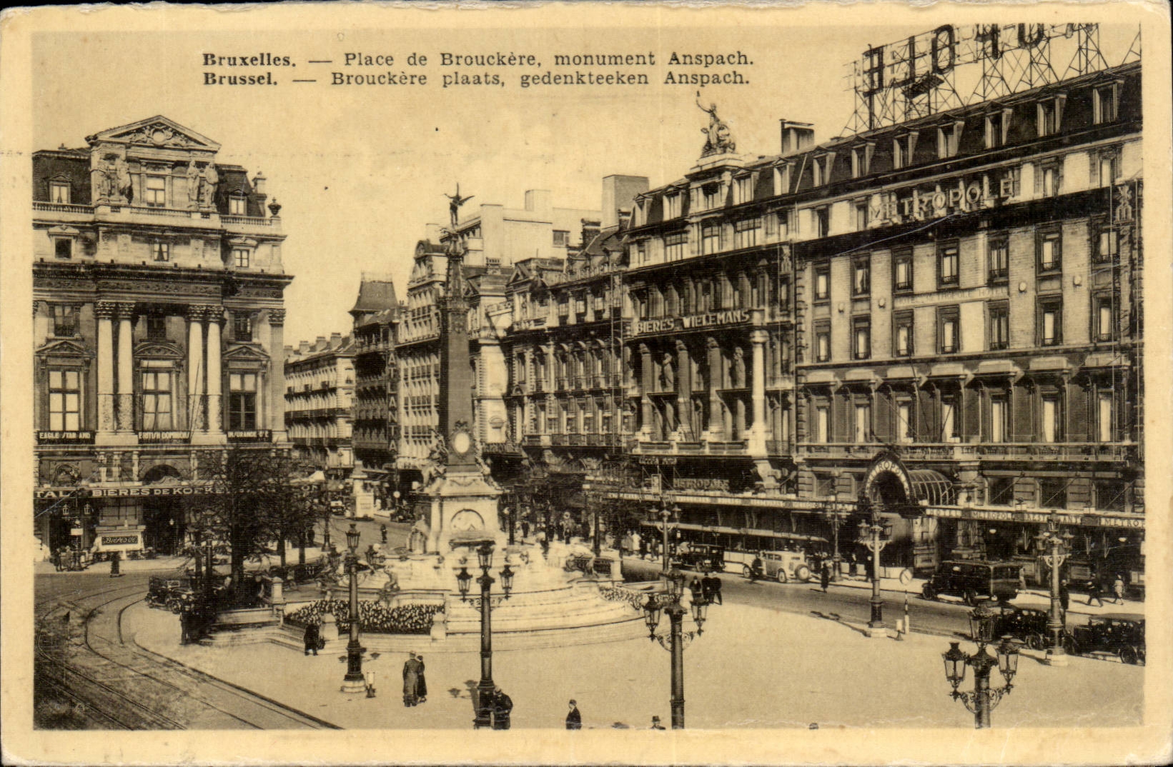 CPA Belgium Brussels Places of Brouckere Monument Anspach