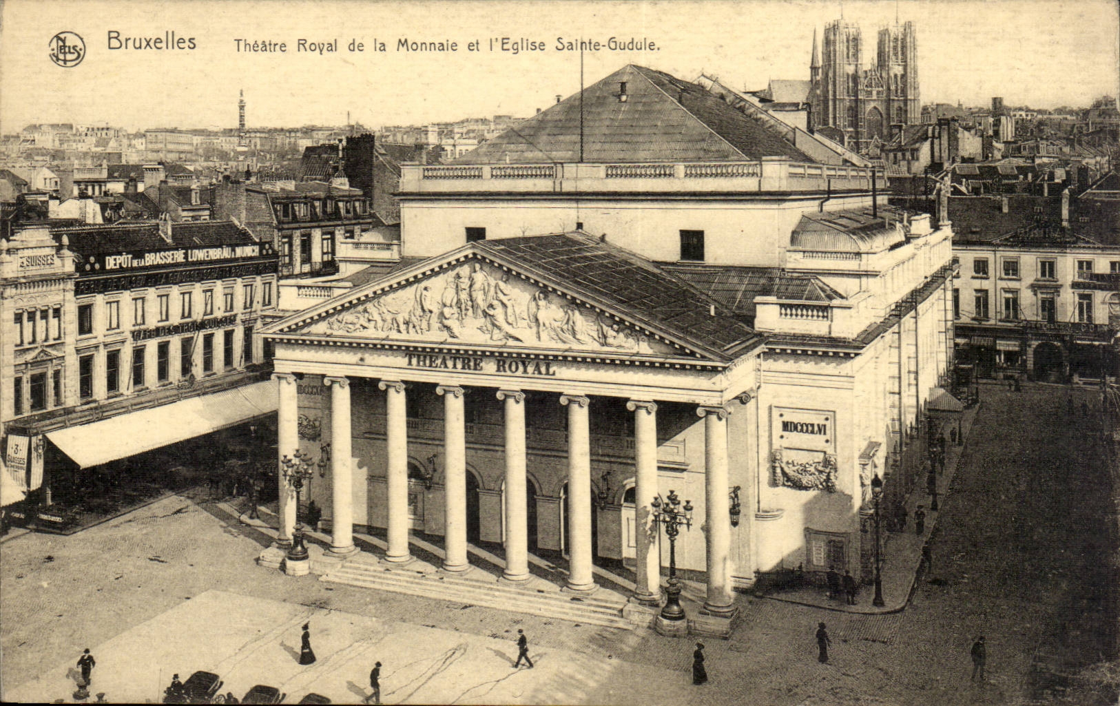 CPA Belgium Brussels royal Theater and the church Sainte Gudule
