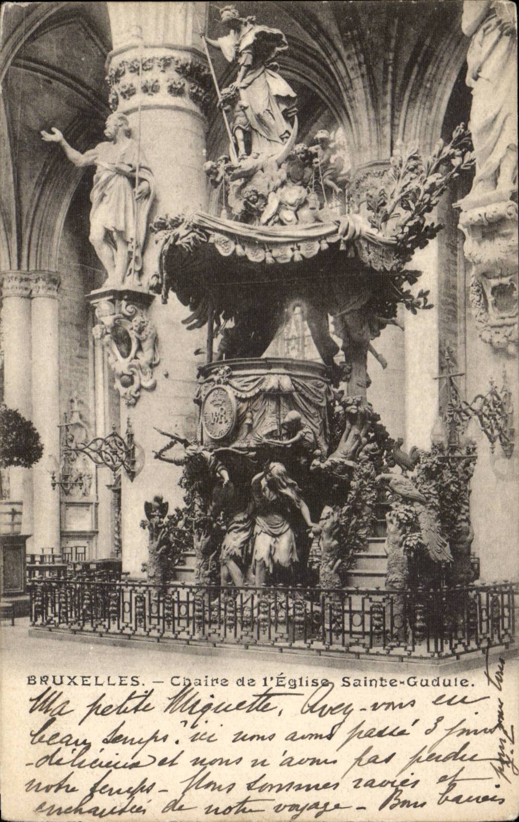 CPA Belgium Brussels Pulpit of the church Sainte Gudule