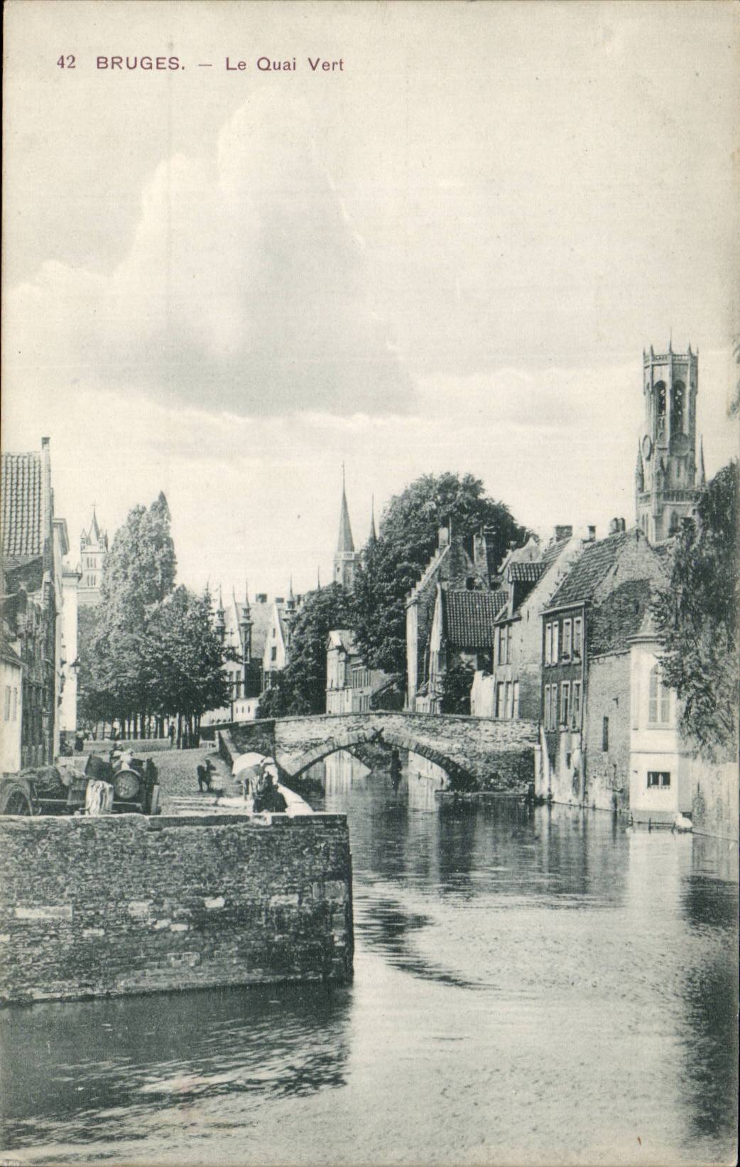 CPA Belgium Bruges the green quay