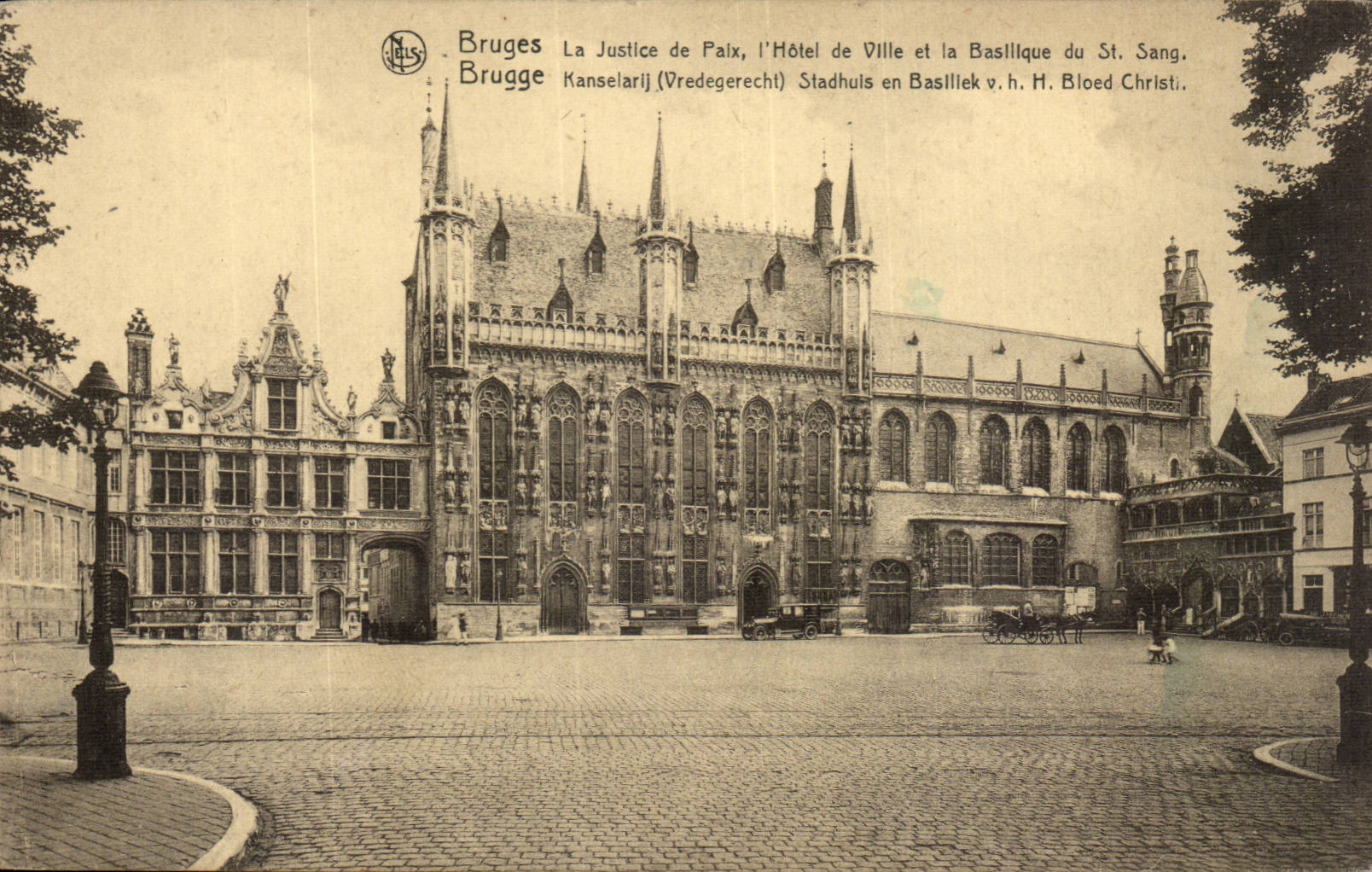 CPA Belgium Bruges district court the town hall and the basilica of St Blood