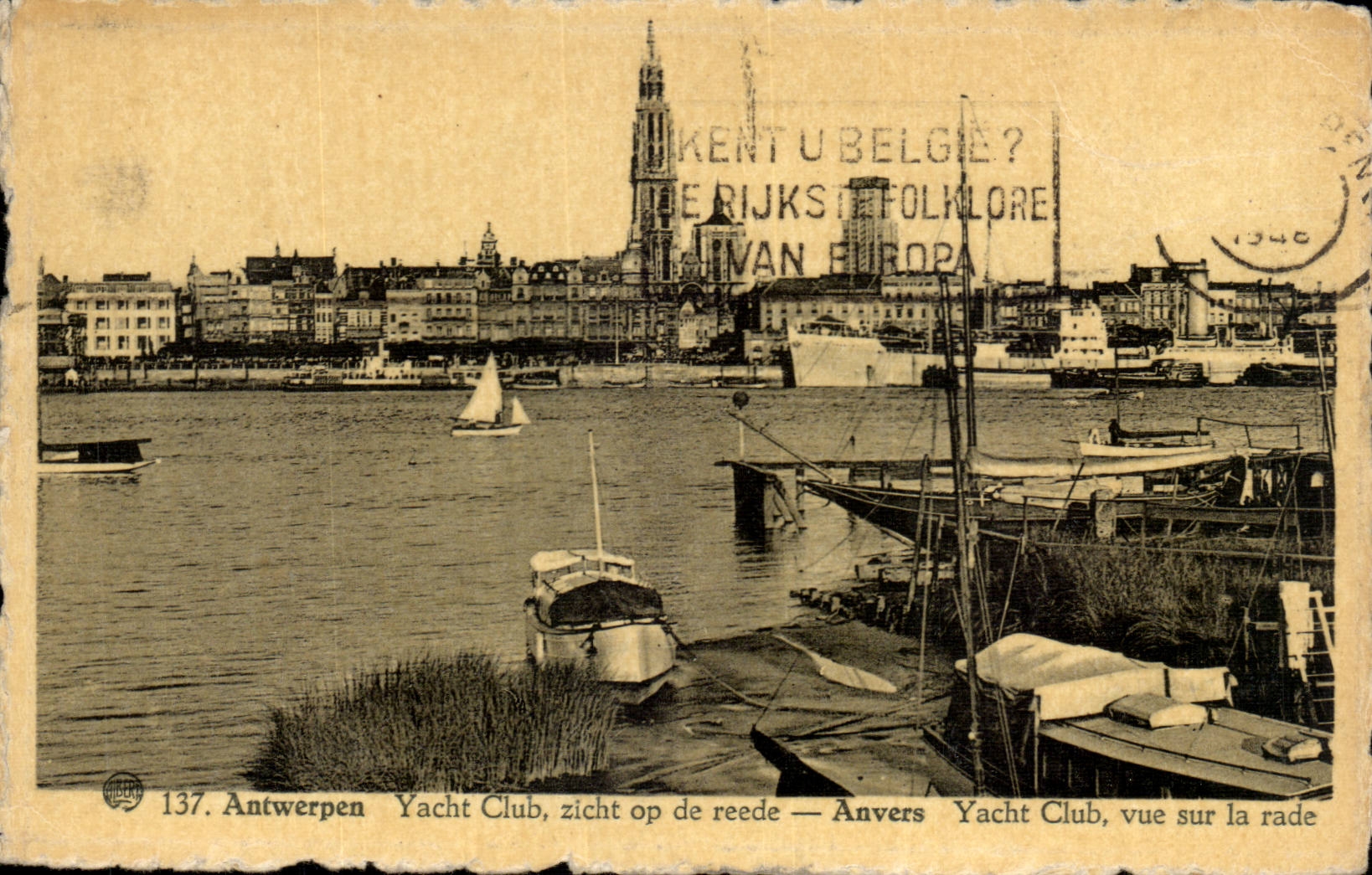 Belgien - Belgien - Belgien - Antwerpen - Antwerpen - Yacht-Verein zicht Spindel von reede gesehen auf die Strassen - CPA