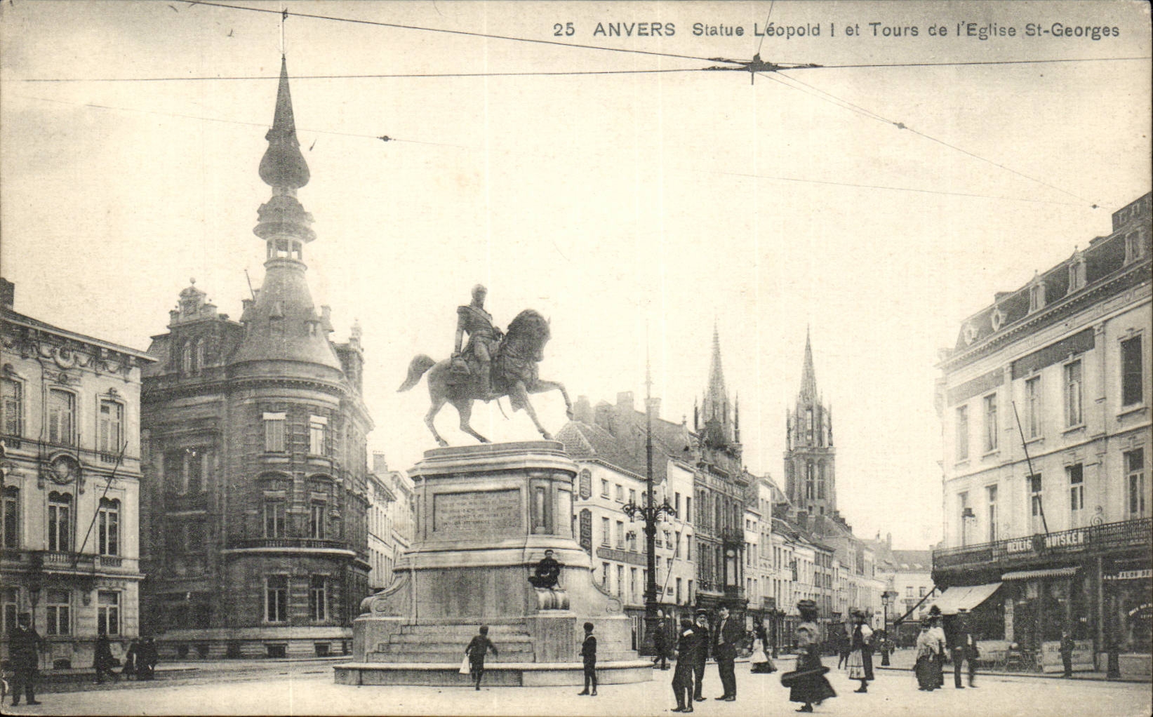 Belgien - Belgien - Belgien - Antwerpen - Antwerpen - Statue Leopod und Tours der Kirche-Str Georges - CPA