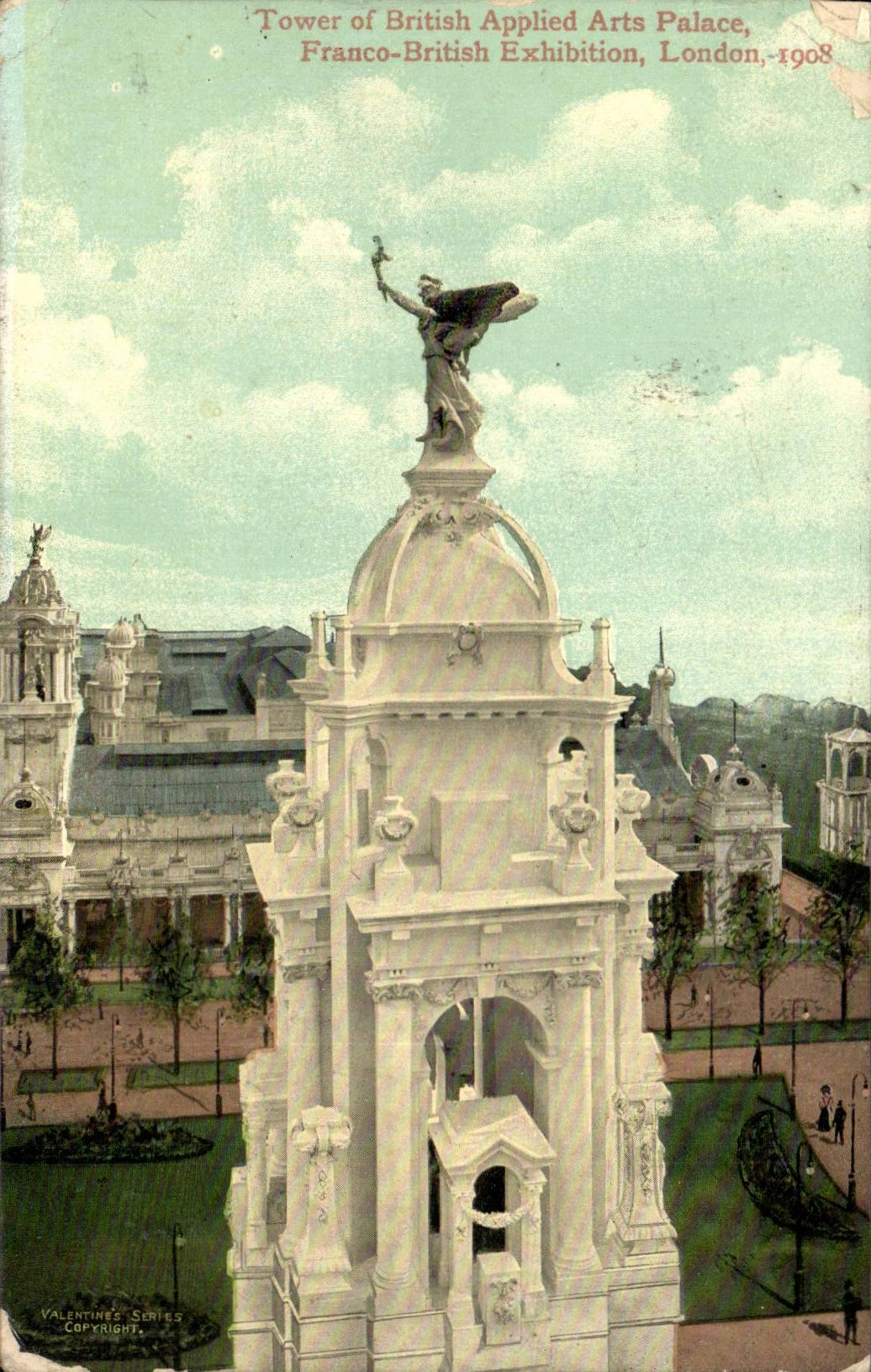 The United Kingdom Great BRitain CPA Tower off applied arts de luxe hotel Free British exhibition 1908
