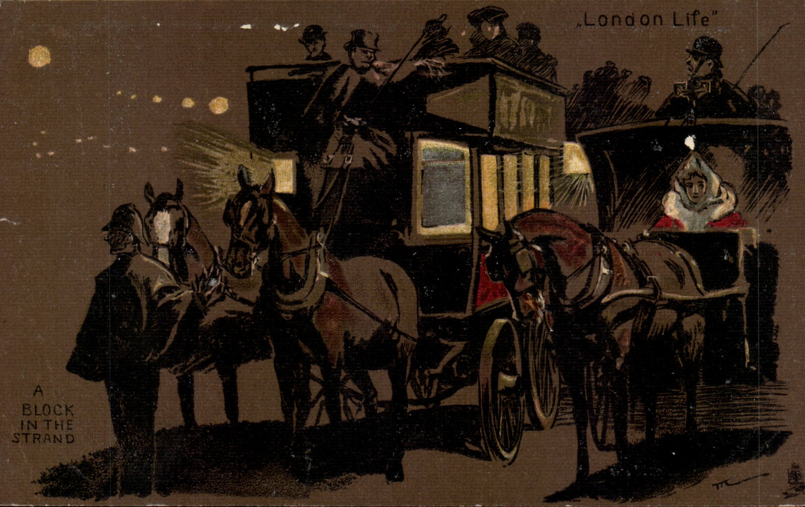 The United Kingdom Great Britain CPA London life has block in the Strand (barouches conveys)