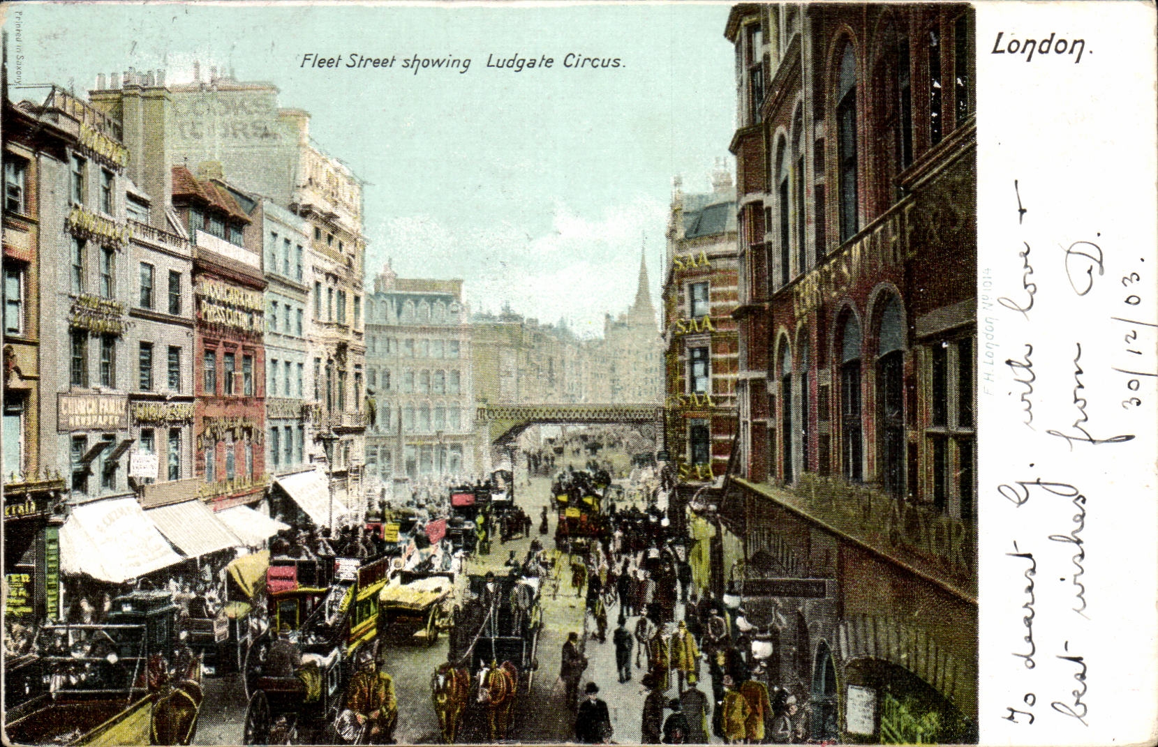 The United Kingdom Great Britain CPA London Fleet street showing Ludgate circus