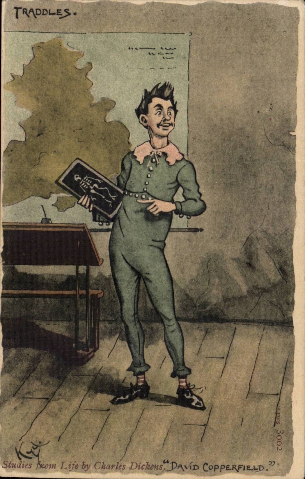 Grande Bretagne Great BRitain CPA Illustrateur Traddles Studies fril life by Charles Dickens David Copperfield