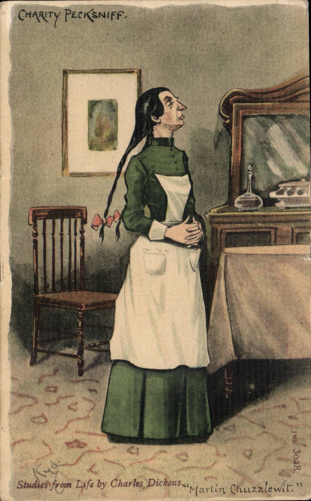 Grande Bretagne Great BRitain CPA Illustrateur Charity Pecksniff Studies from life by Charles Dickens Martin Chuzzlewit