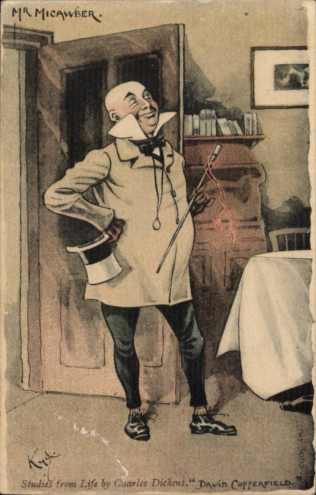 Grande Bretagne Great BRitain CPA Illustrateur Mr Micawber Studies from life by Charles Dickens DAvid Copperfield