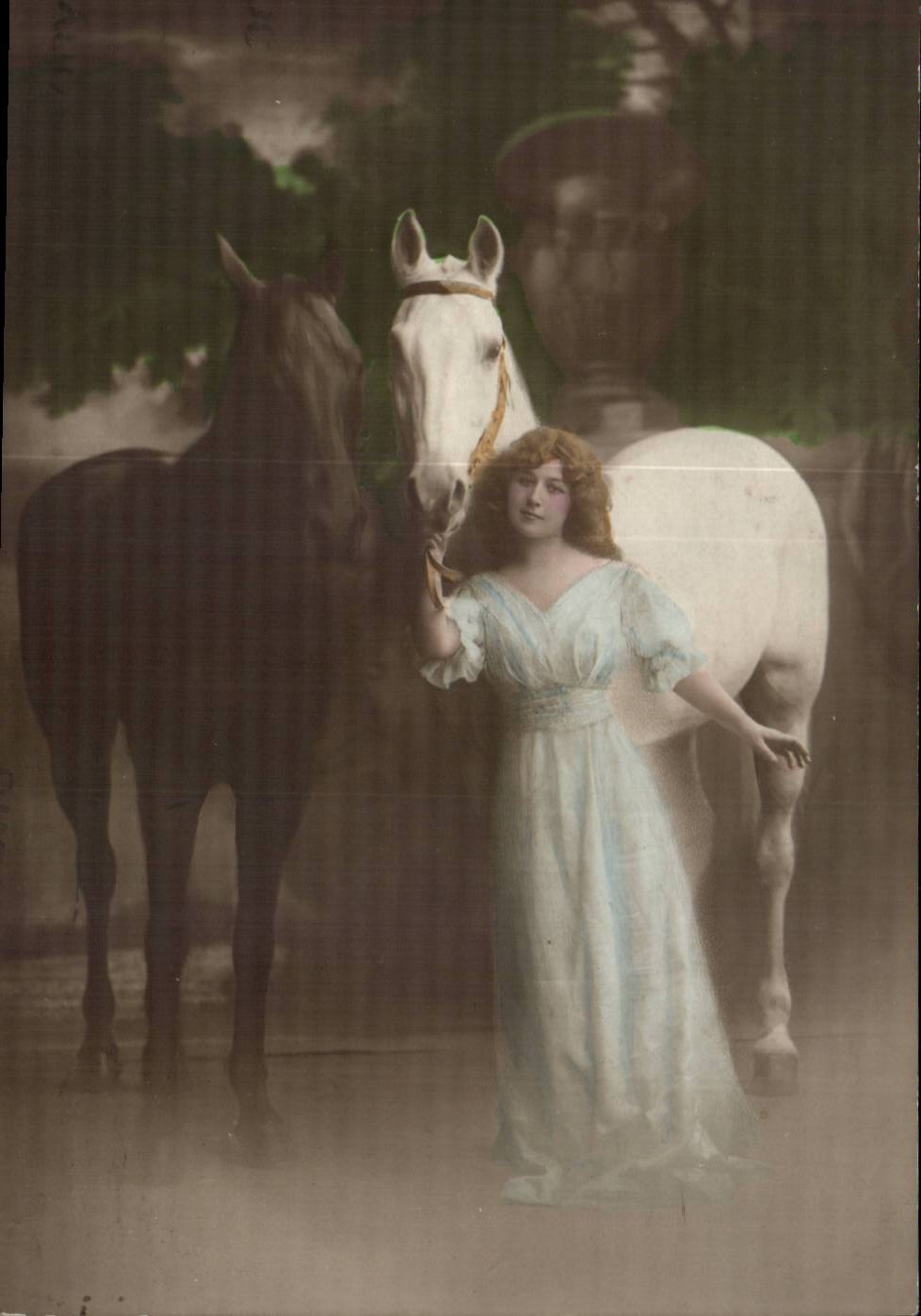 The United Kingdom Great BRitain CPA Fantasy Fantasy Woman and horses (horses horse)