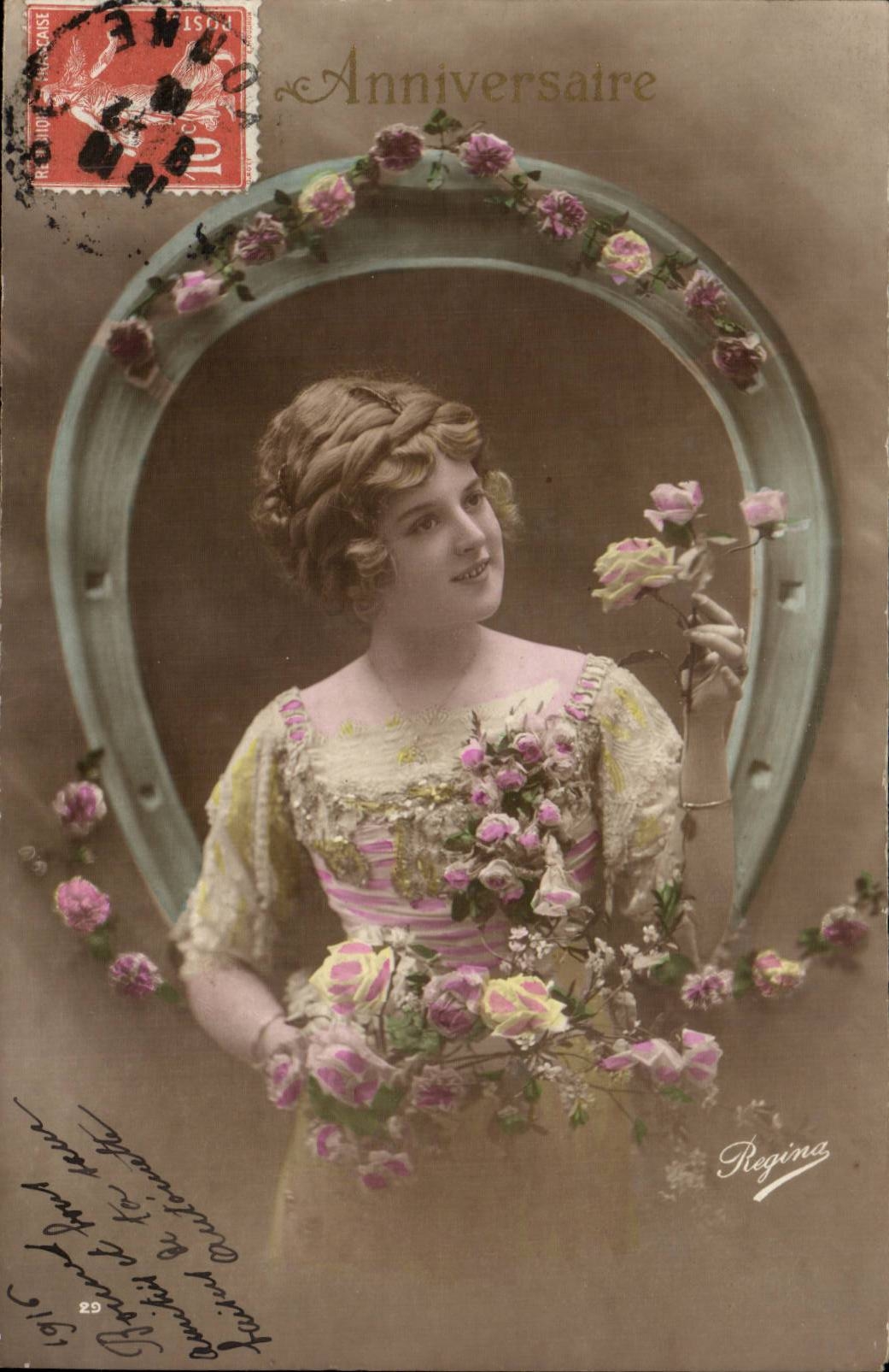 Fantasy - Woman - Iron of horse - happiness - beautiful woman - CPA