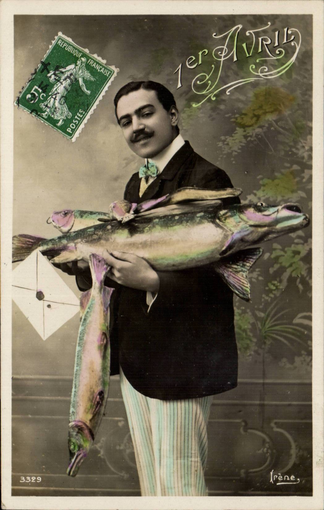 Phantasie - Mann - 1 April - Fisch - die Sunde - CPA