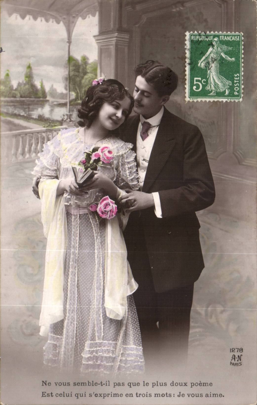 Fantaisie - Couple - Ne vous semble-t-it pas que le plus doux poeme - CPA 