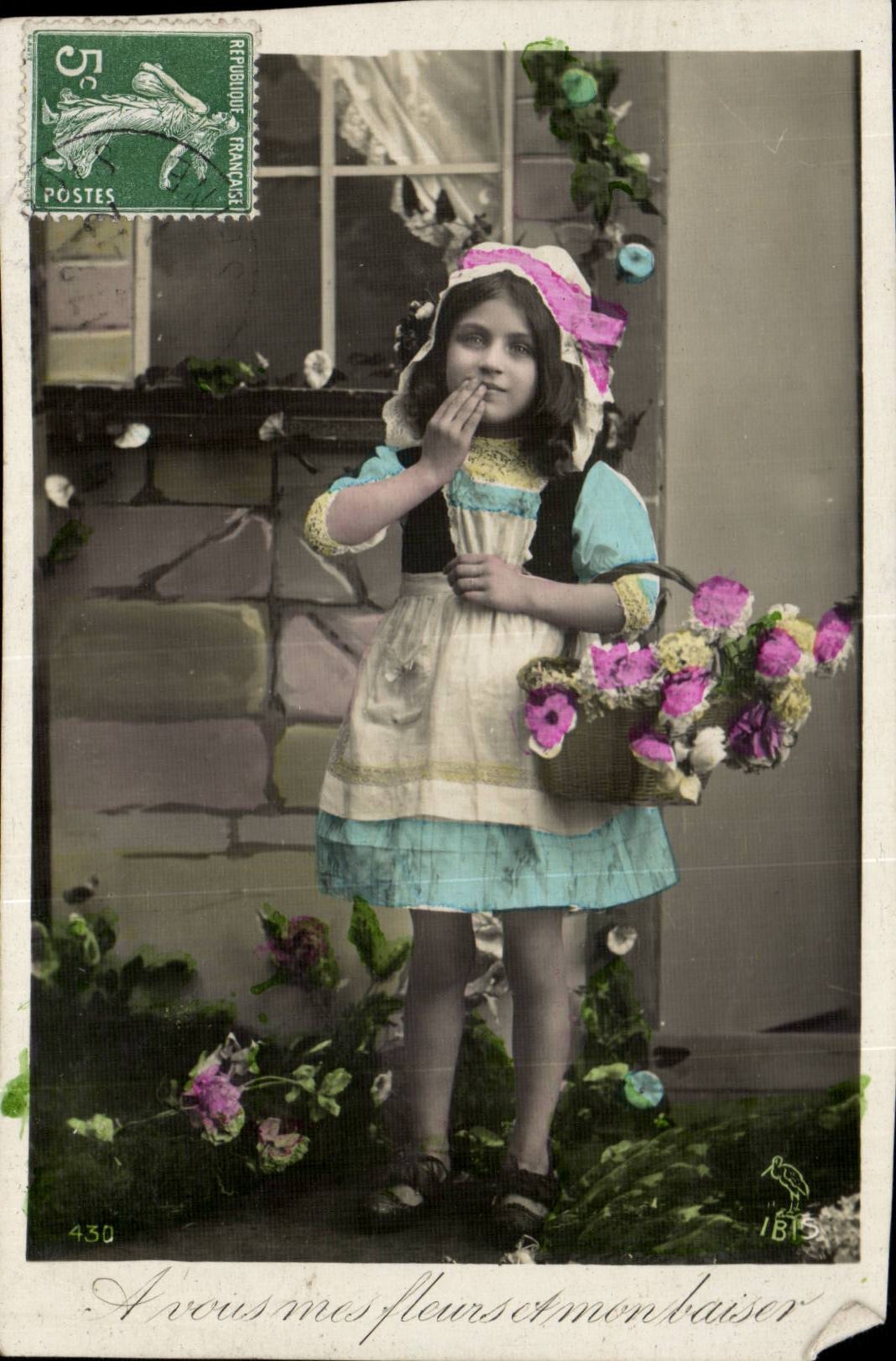 Fantasy - Child - has to you my flowers and my kiss - CPA