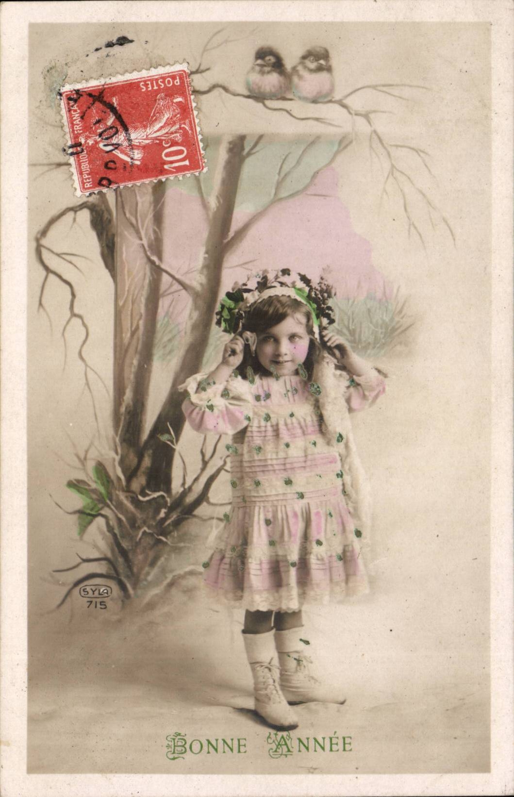 Fantasy - Child - Darling Child with beautiful hat - CPA