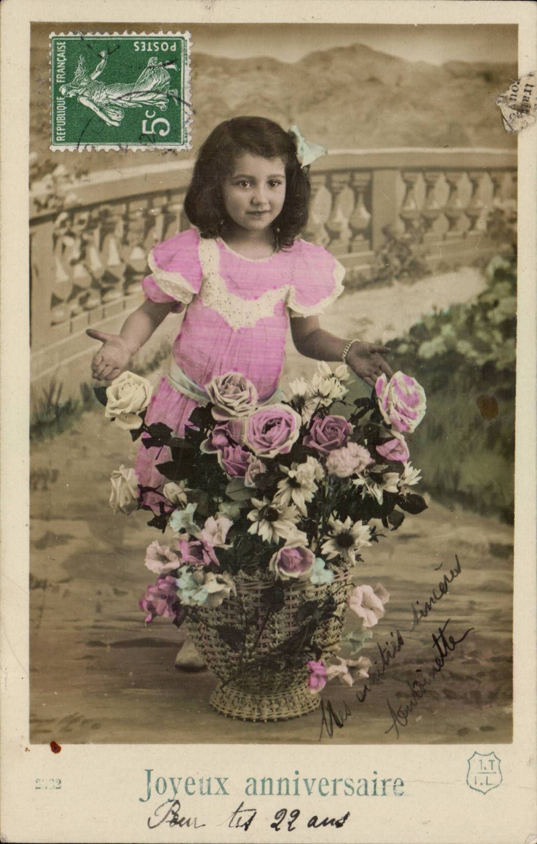 Fantasy - Child - Darling child in oink dress - Happy Birthday - CPA