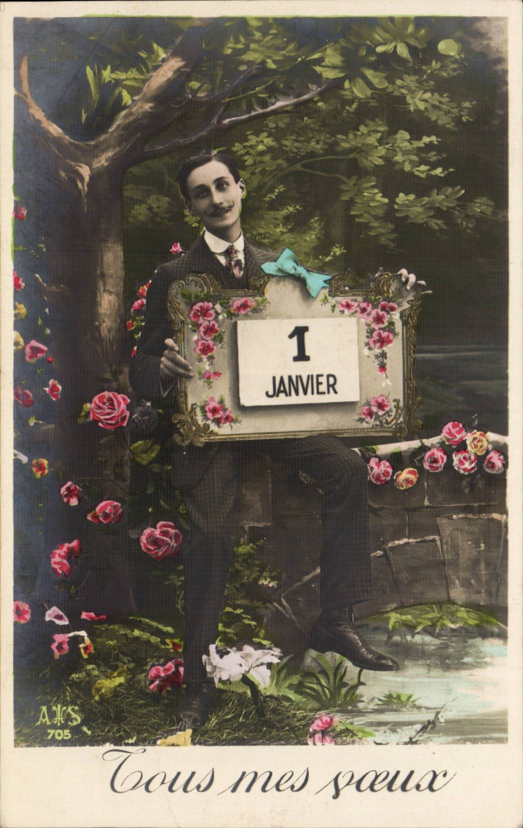 Fantaisie - Fete - Nouvel An - 1er Janvier - Tous mes voeux CPA