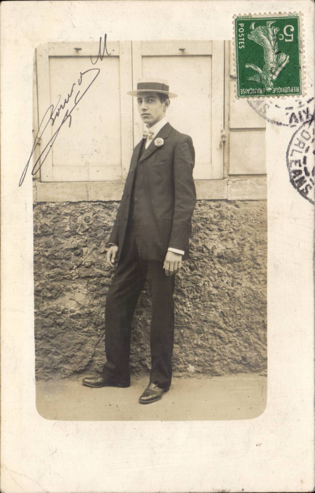 Real photo young man (Orleans Louveciennes Mougeot family)