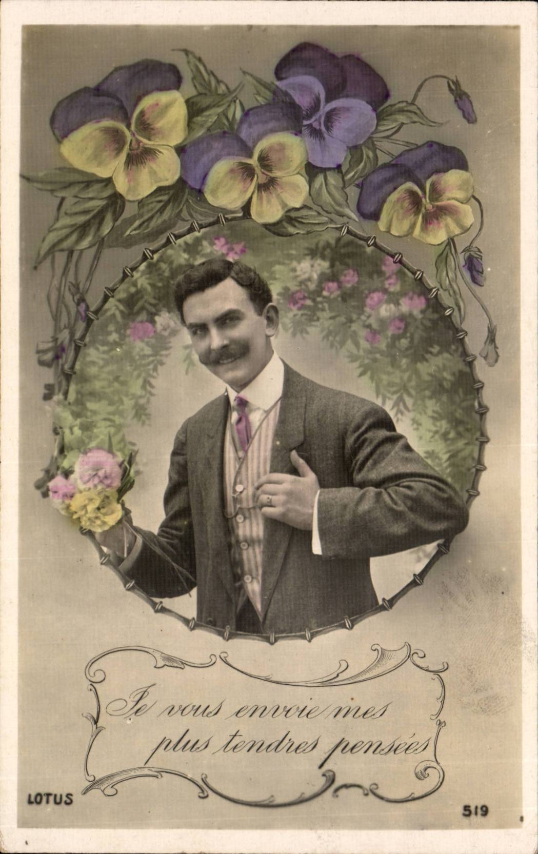 CPA Fantasy Man and clover (Renee Mougeot Louvemont)