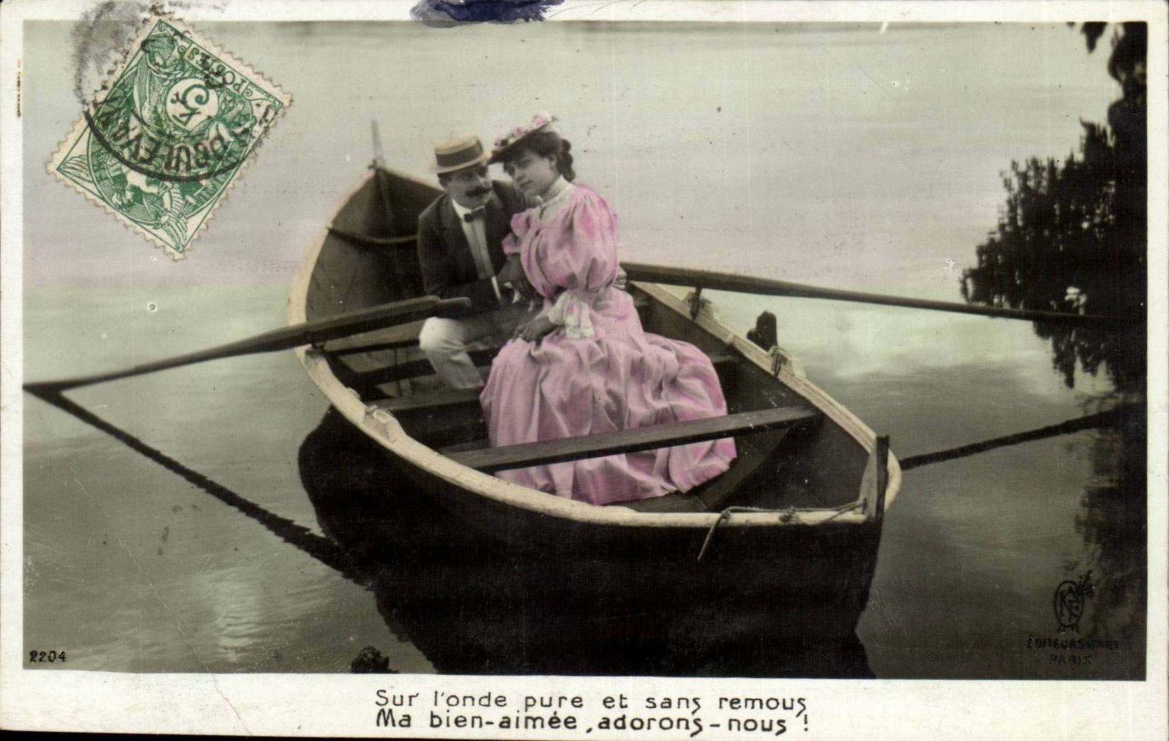 Fantaisie - Couple - Sur l'Onde pure et sans remous Ma bien aimee adorons nous - CPA