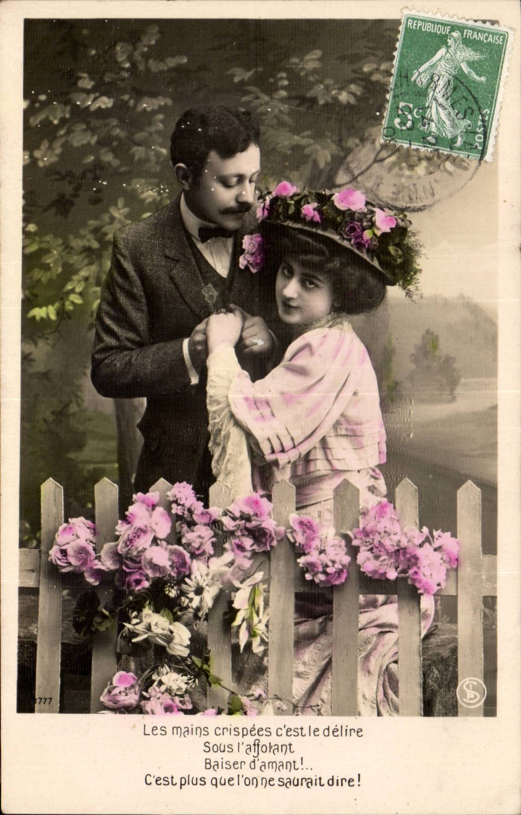 Fantaisie - Couple - Les Mains crispees c'est le delire - CPA 