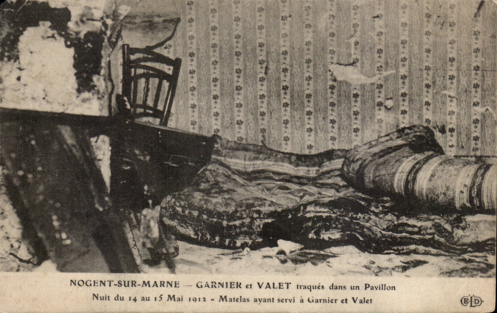 Nogent on the Marne CPA Garnier and Vallet trackings in a house Harms Matelas from May 14th to 15th 1912 having been useful (crime)