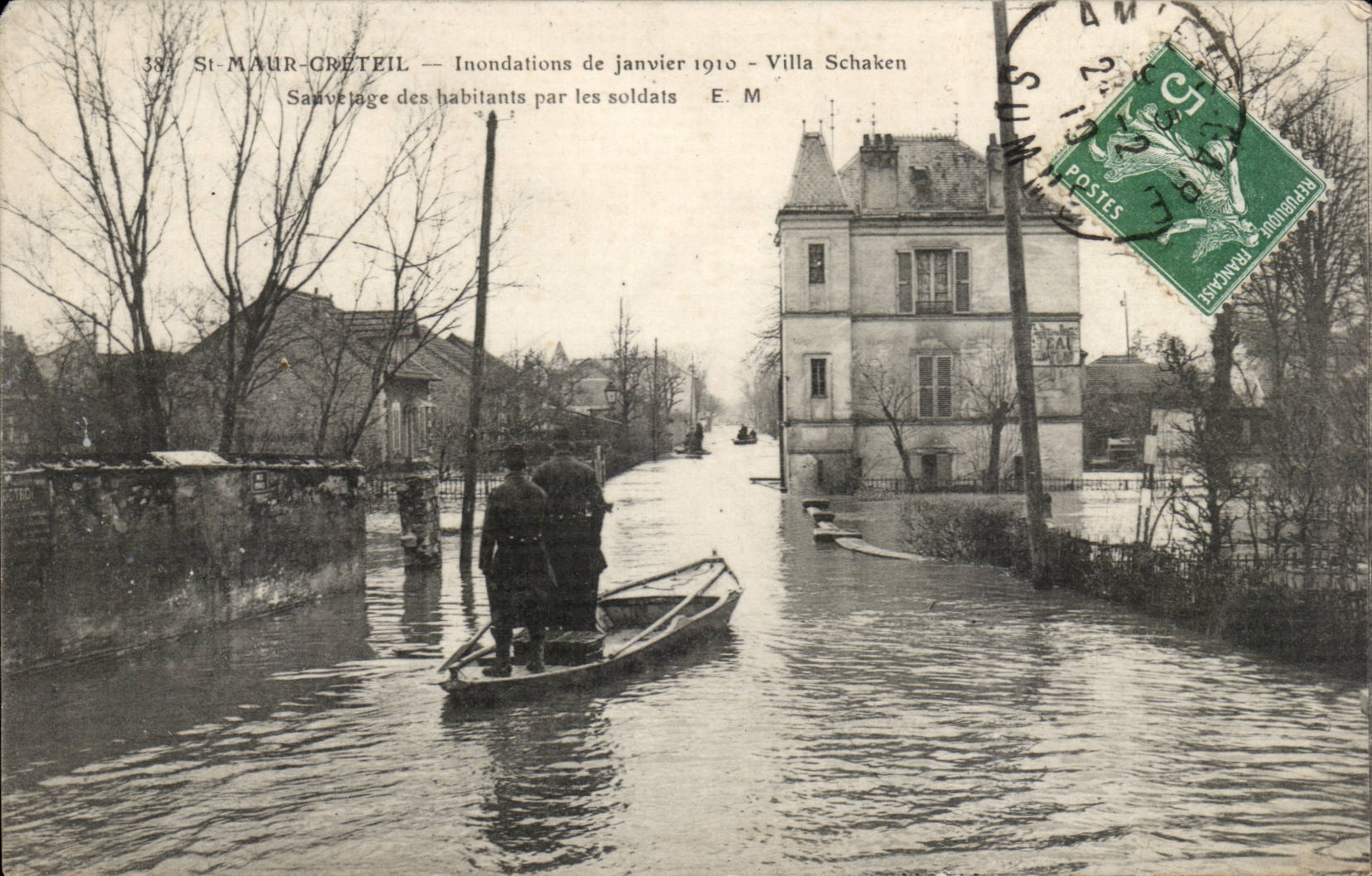 Saint Maur Creteil CPA Floods of January 1910 Villa Schaken Rescue of the inhabitants by the soldiers
