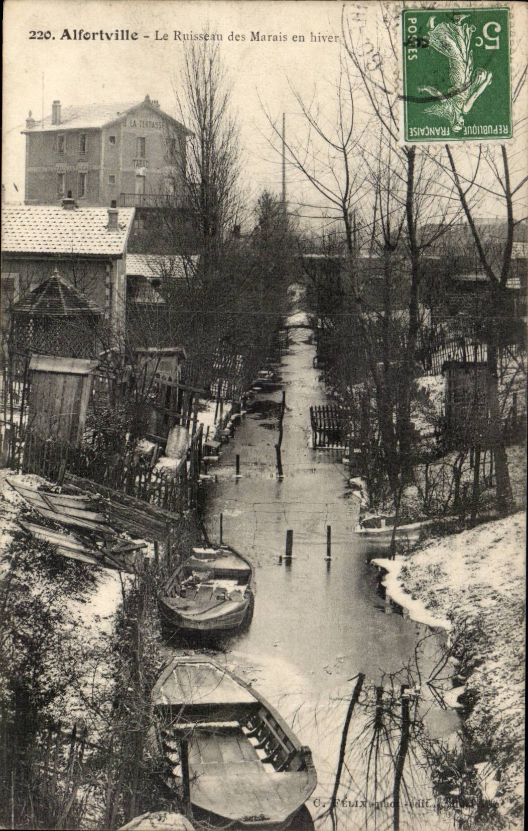 Alfortville CPA the brook of the marshes in winter