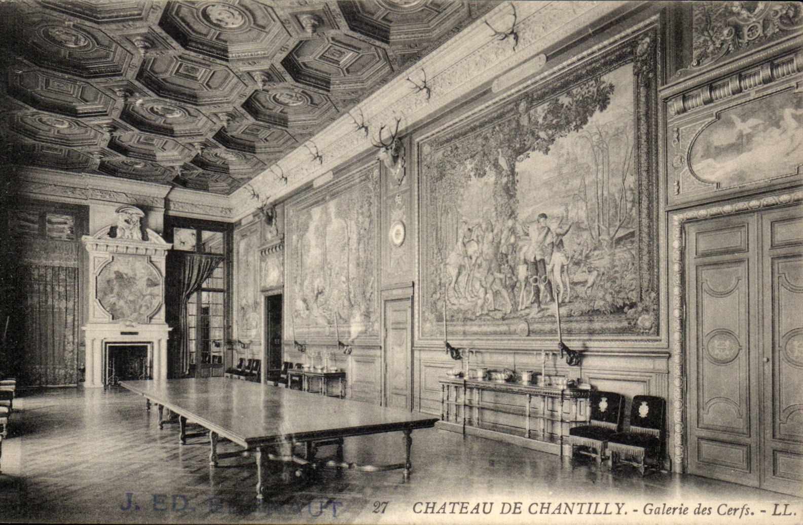 CPA Schloss der Chantilly Galerie der Hirsche