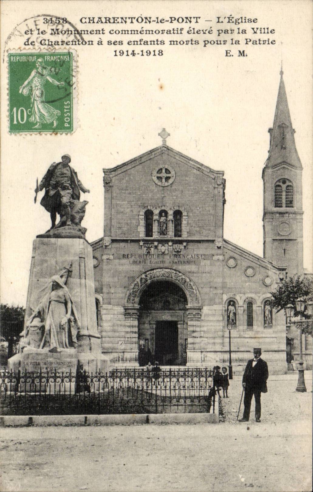 Charenton Bridge CPA the church and the memorial raised by the city