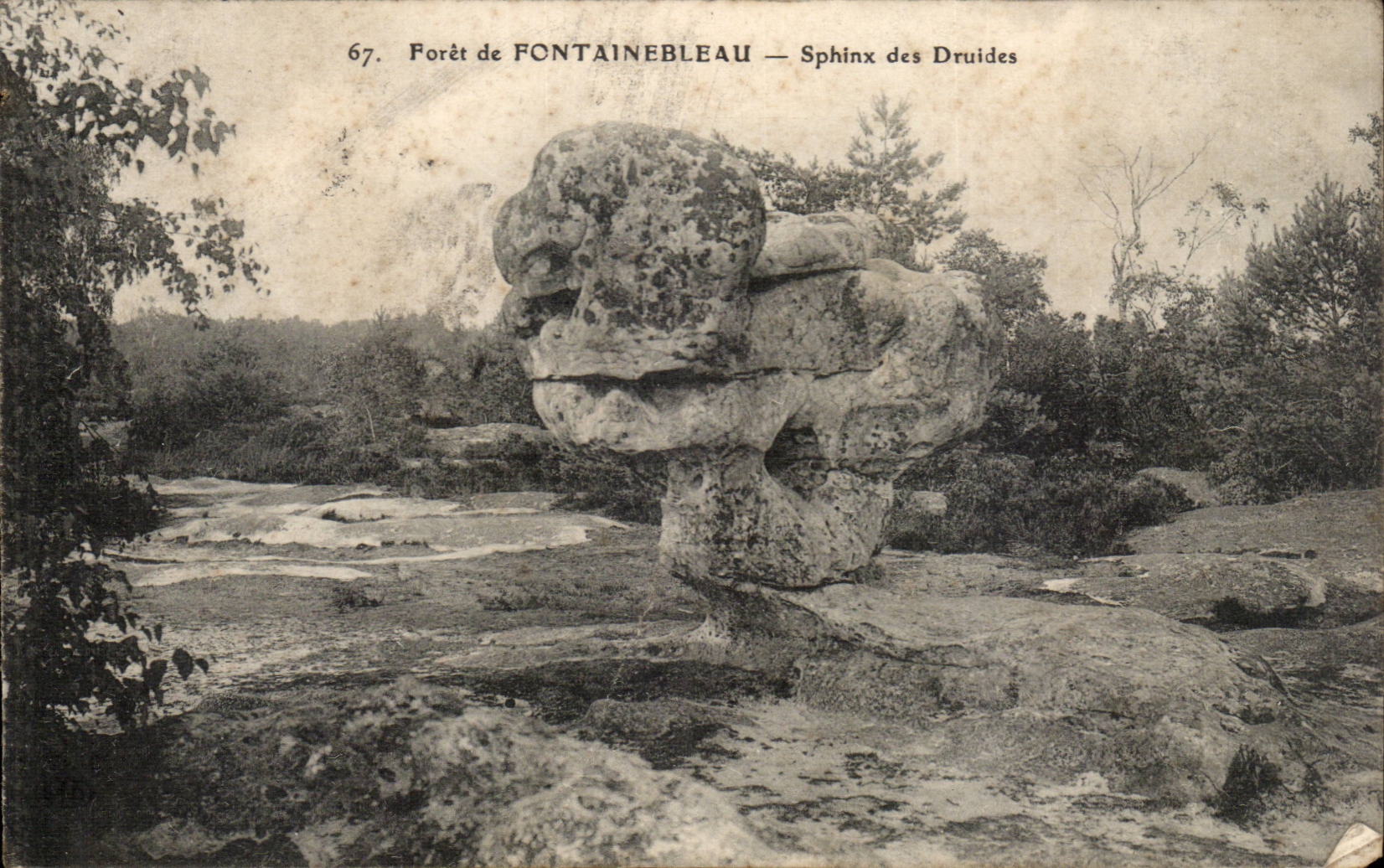 Fontainebleau - the drill - Sphinx of the Druids - CPA