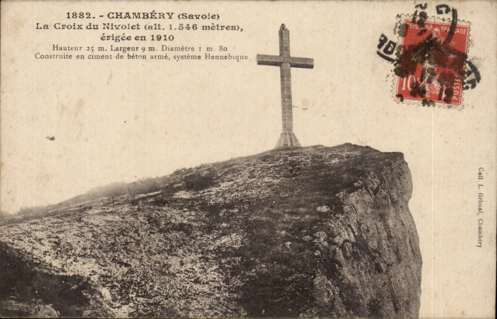 Chambery - the Cross of Nivolet alt 1546 m - erigee in 1910 - CPA