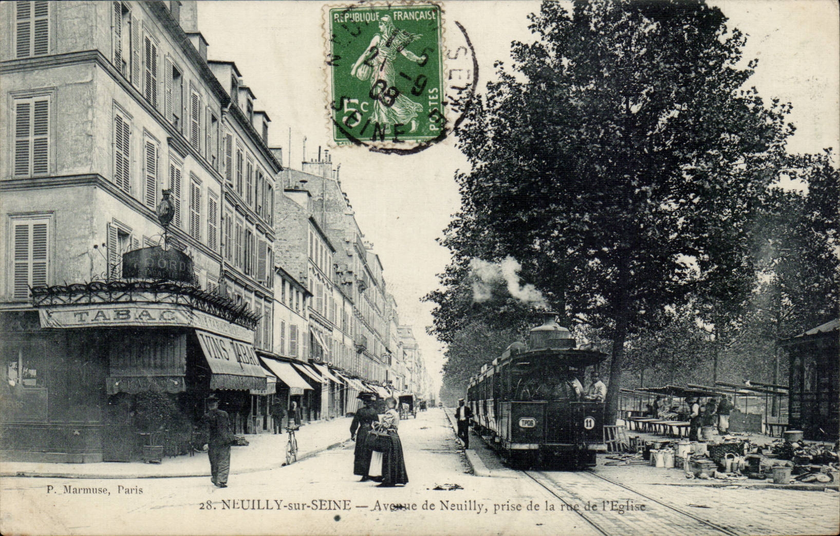 Neuilly sur Seine CPA Avenue de Neuilly prise de la rue de l'Eglise (tramway) TOP