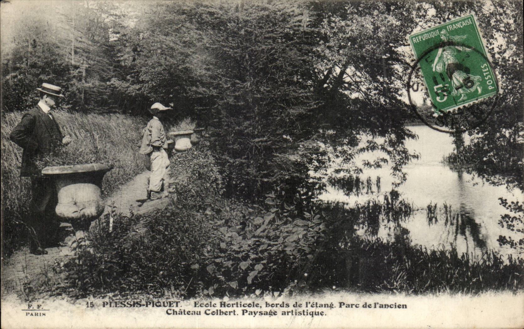 Plessis verschonern Gartenbauschulerander der stange-CPA des Teich Parks des alten Schlosses kunstlerisches Colbert landschaftlich
