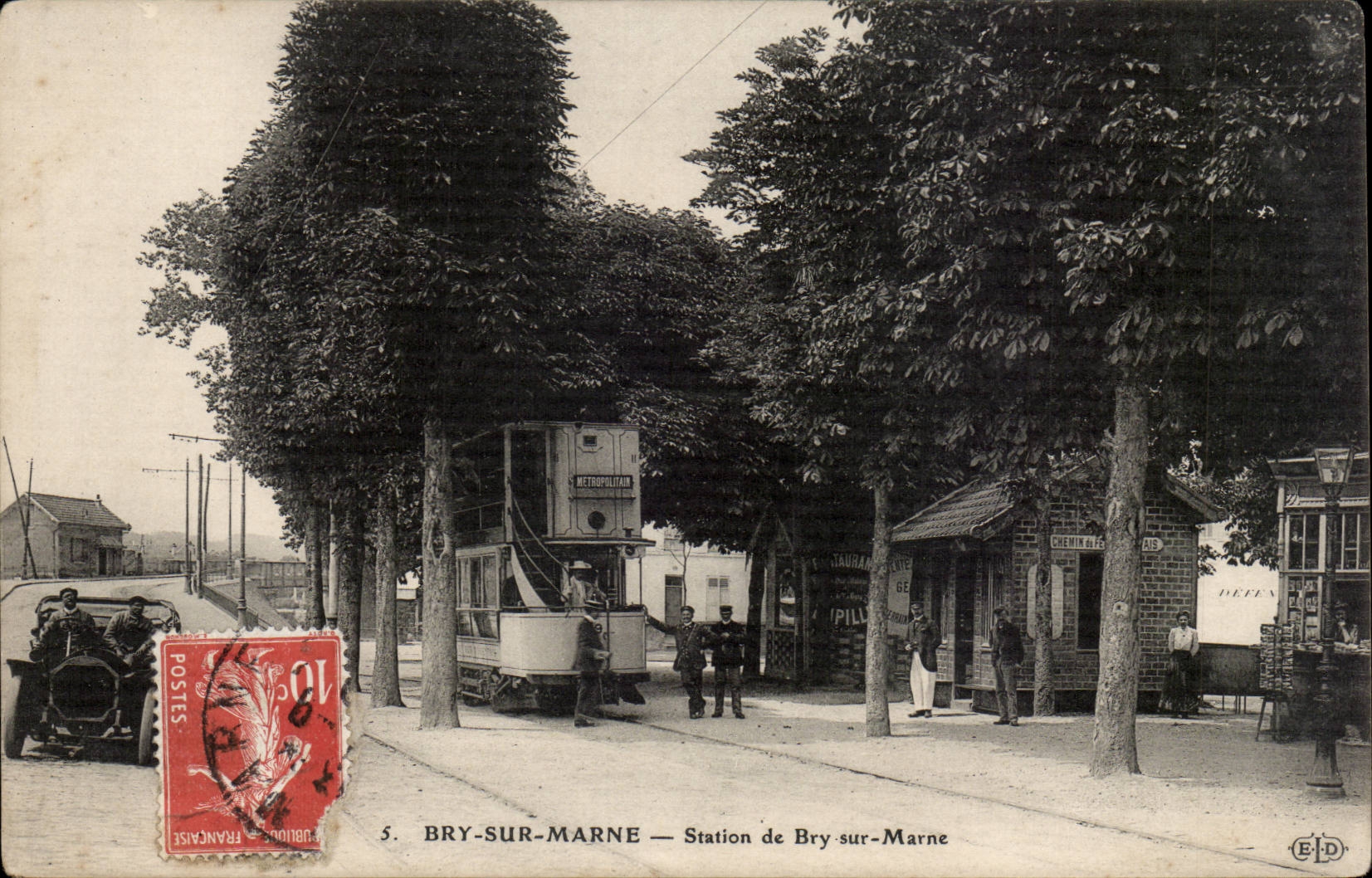 Bry on the Marne CPA Station of slow train TOP (car drunk because)