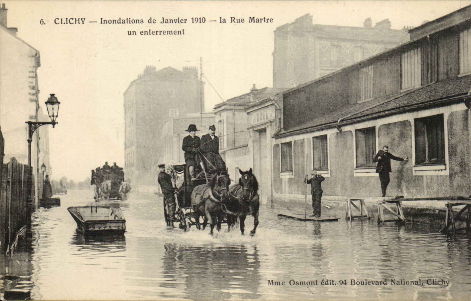 Clichy CPA Fluten des Januar 1910 der Strasse Marder eine Beerdigung TOP