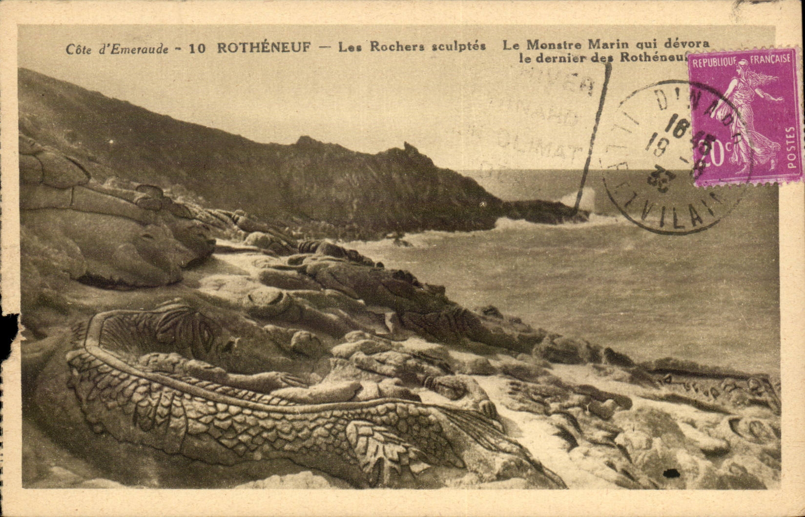 Rotheneuf CPA Rochers carve the marine monster which devoured the last of Rotheneuf