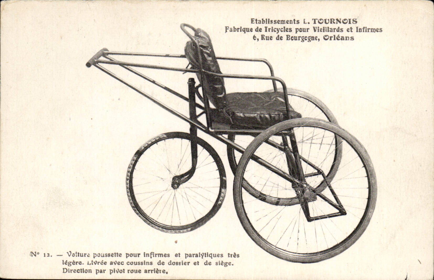CPA Cycle Cycling Tournaments Establishments Manufactures tricycles for old men and crippled Rue of Burgundy Orleans