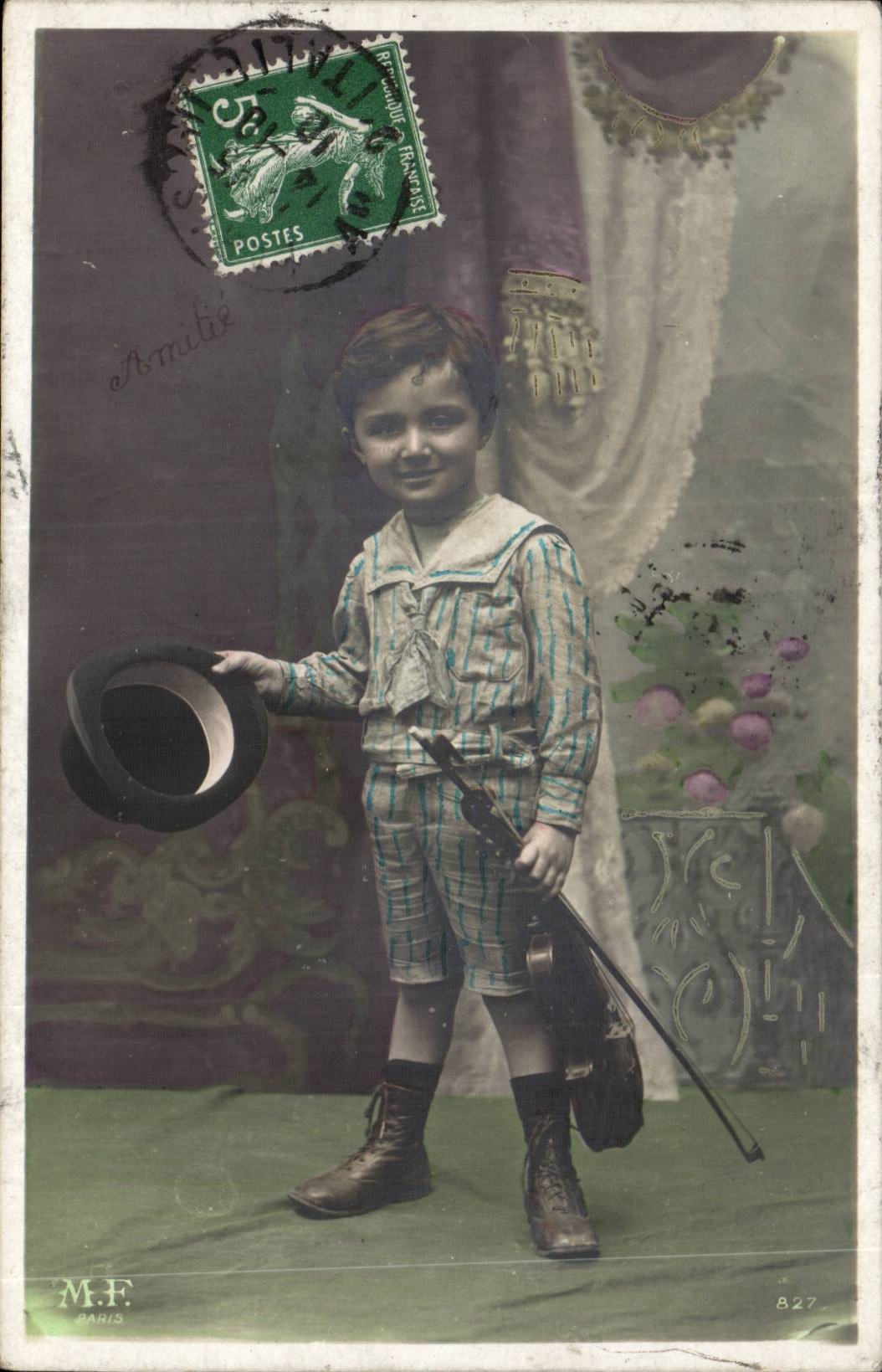 CPA Phantasie-Kind-Junge (Violinenmusikmusik)