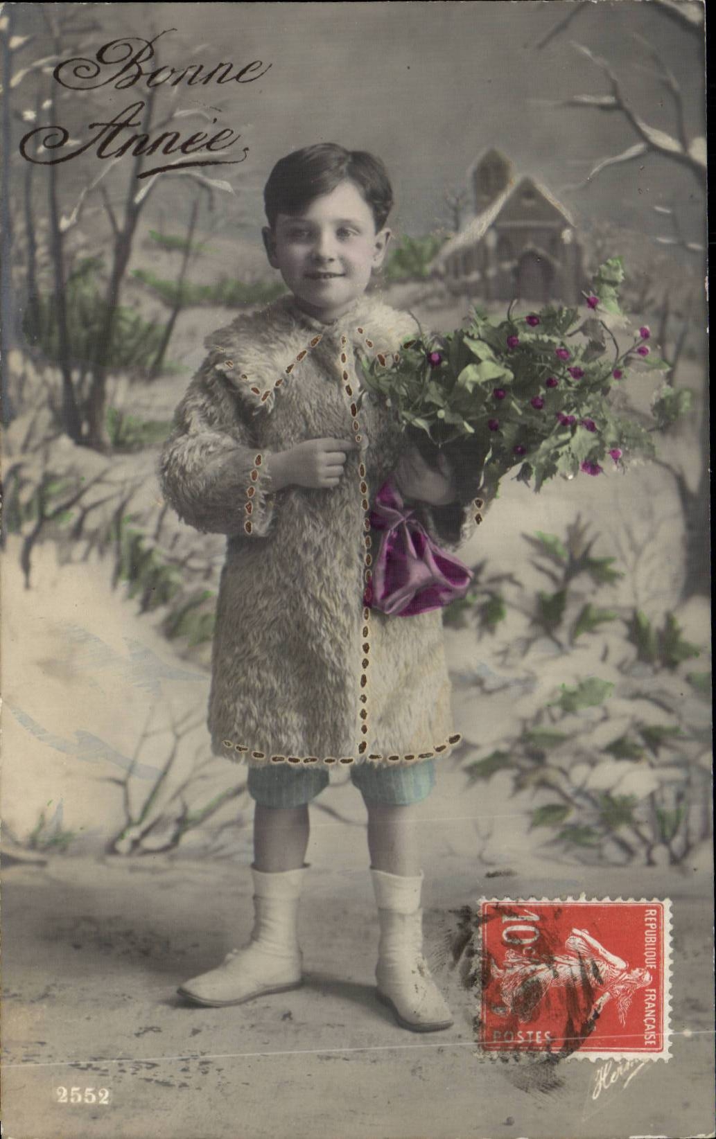 CPA Phantasie-Kind-Jungen-gluckliches neues Jahr