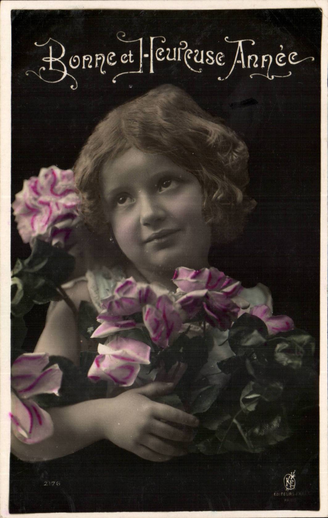 CPA Phantasie-gutes Madchen und gluckliches Jahr