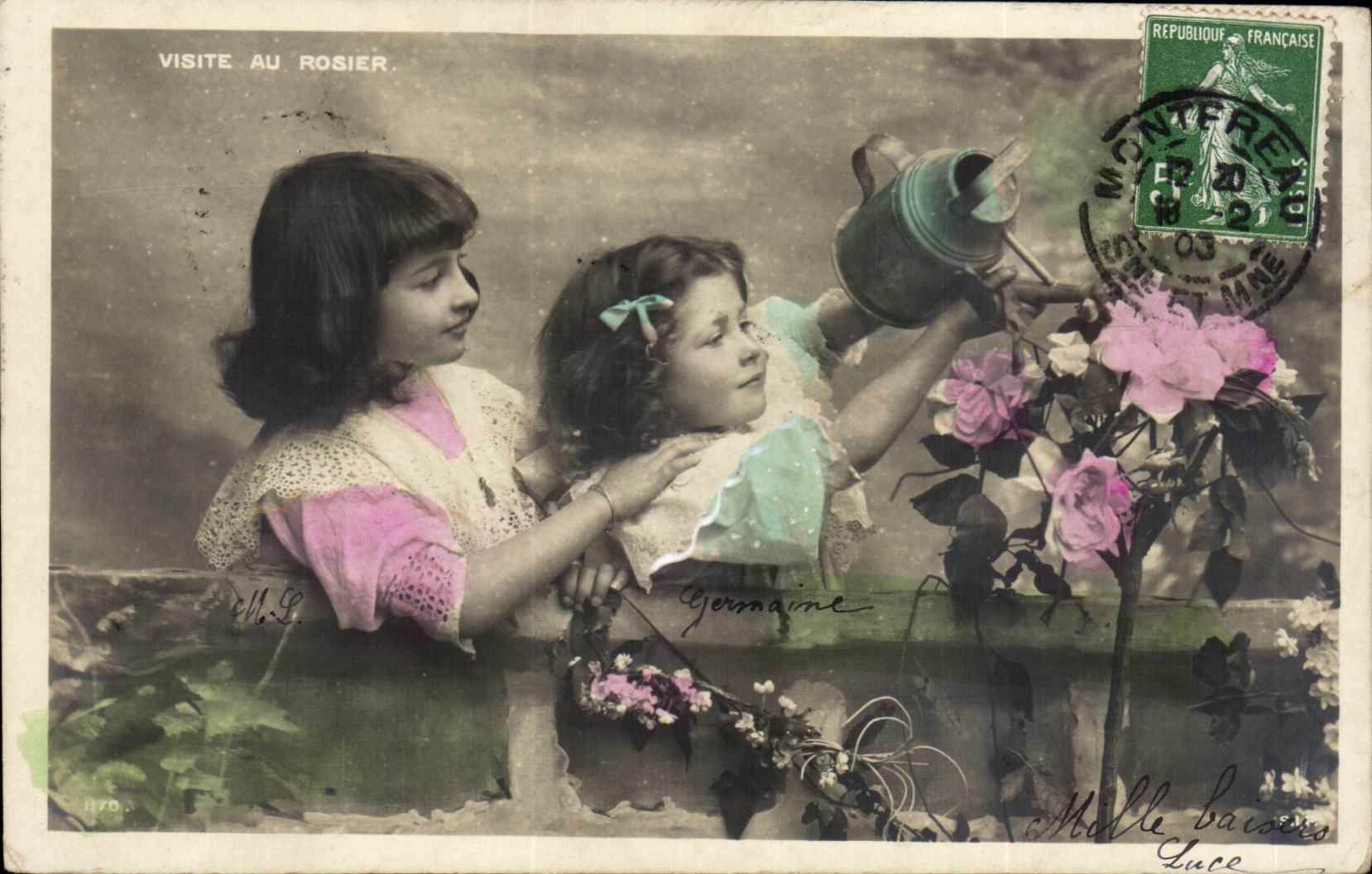 CPA Phantasie-Kind-Besuche mit dem rosafarbenen Baum