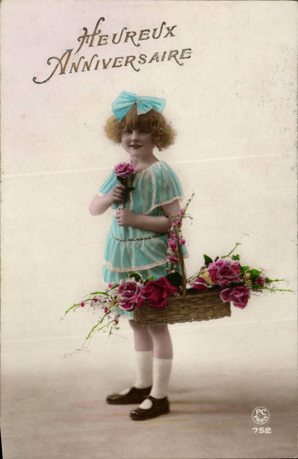 CPA Phantasie-Kind-glucklicher Madchengeburtstag