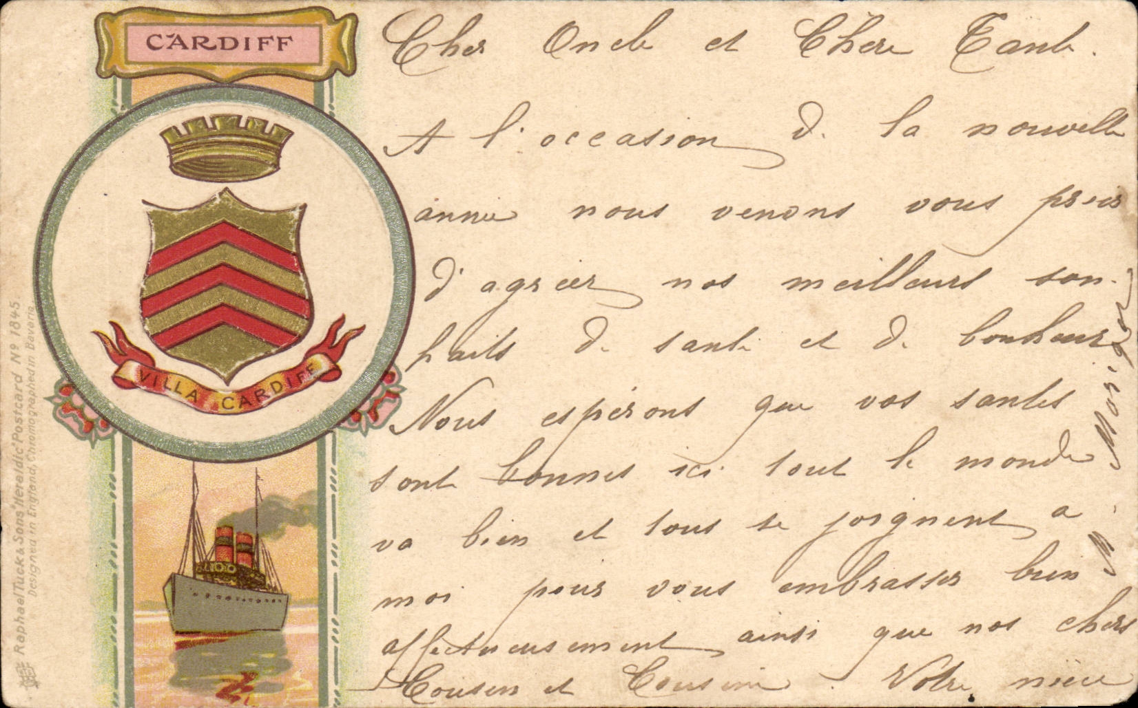 The United Kingdom Great BRitain CPA Cardiff Heraldry snake Armoreries