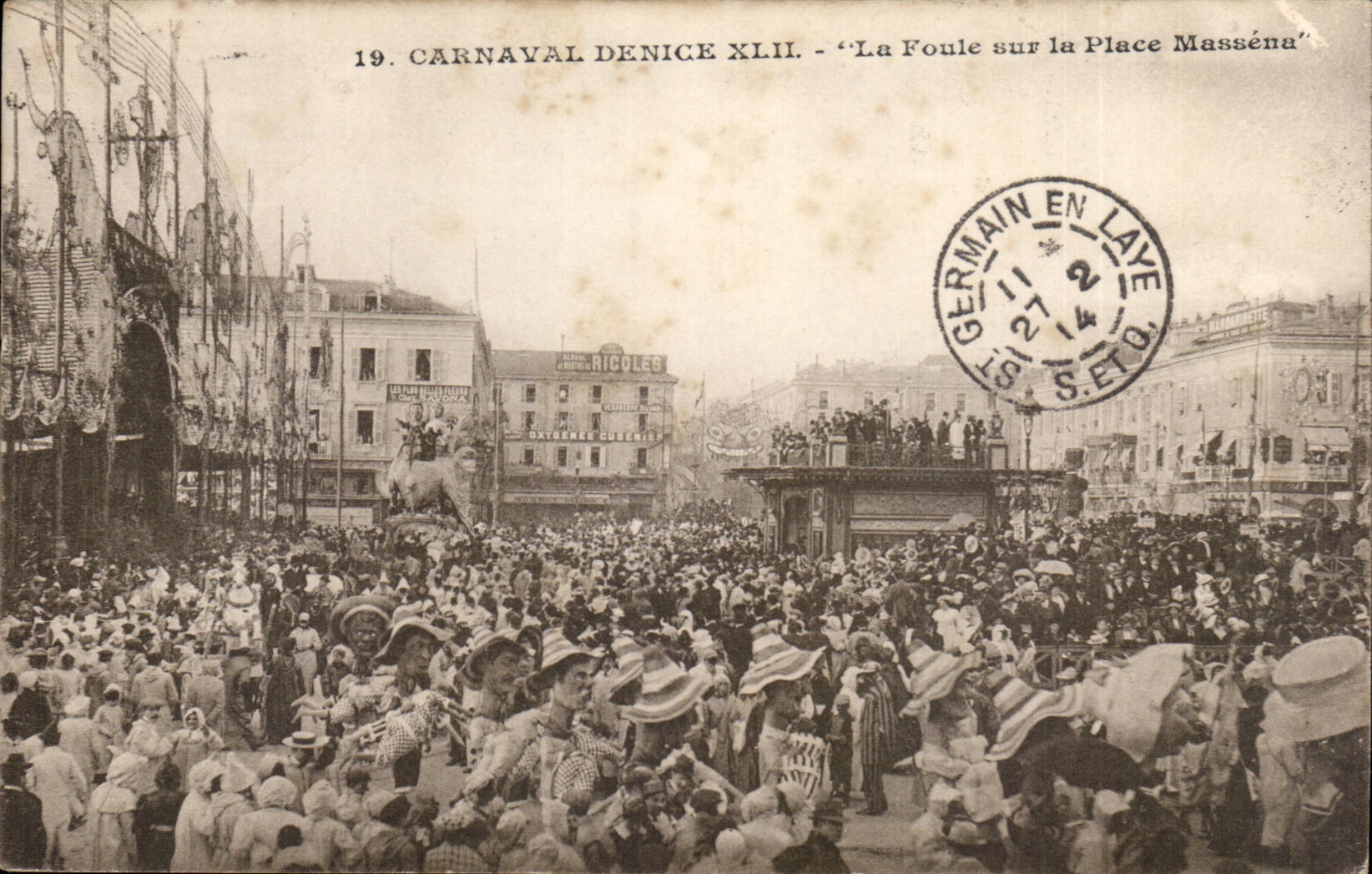 Netter CPA Karneval von Nizza XLII das foile auf dem Massena Platz