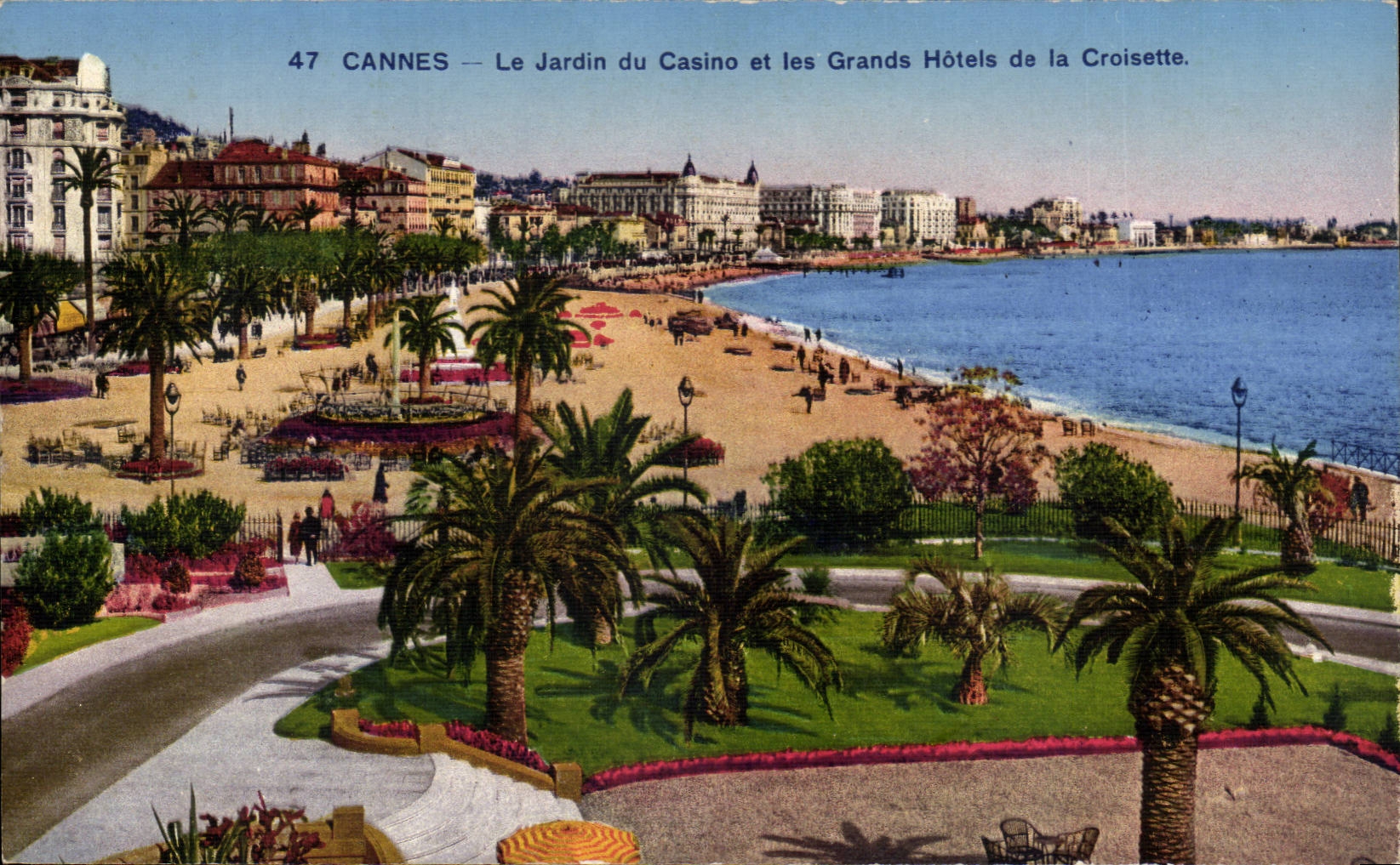 Cannes CPA the garden of the casino and large hotels of the Small cross